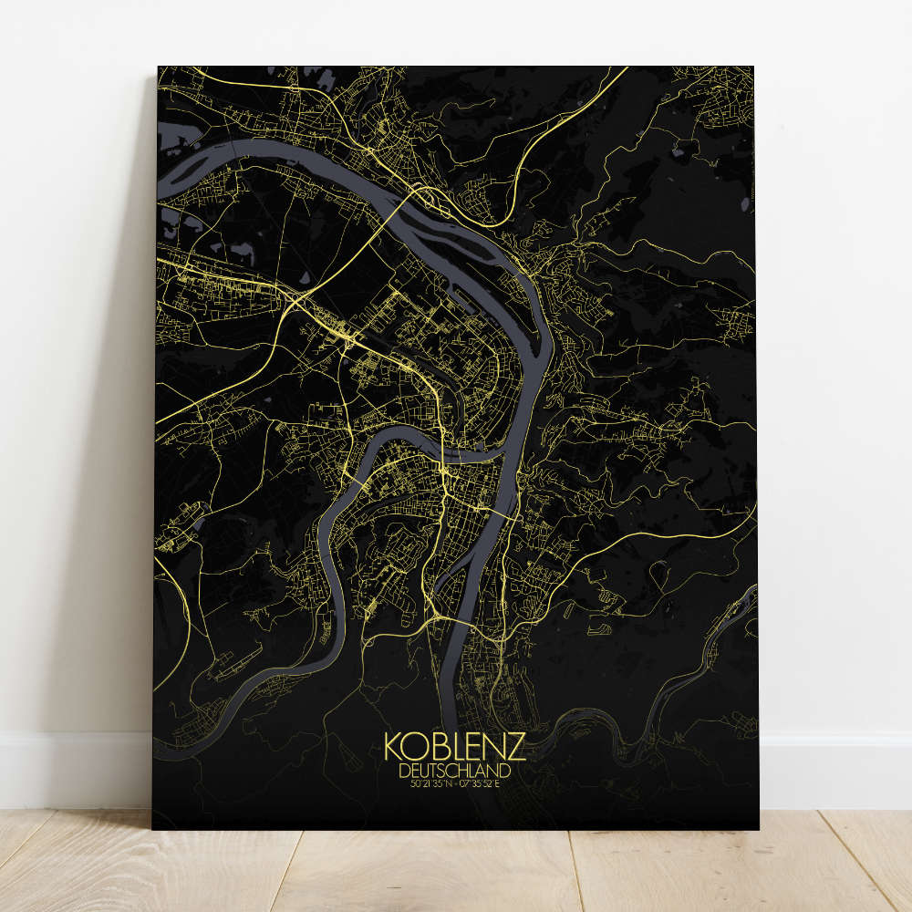 Mapospheres Koblenz Night Design full page design canvas city map