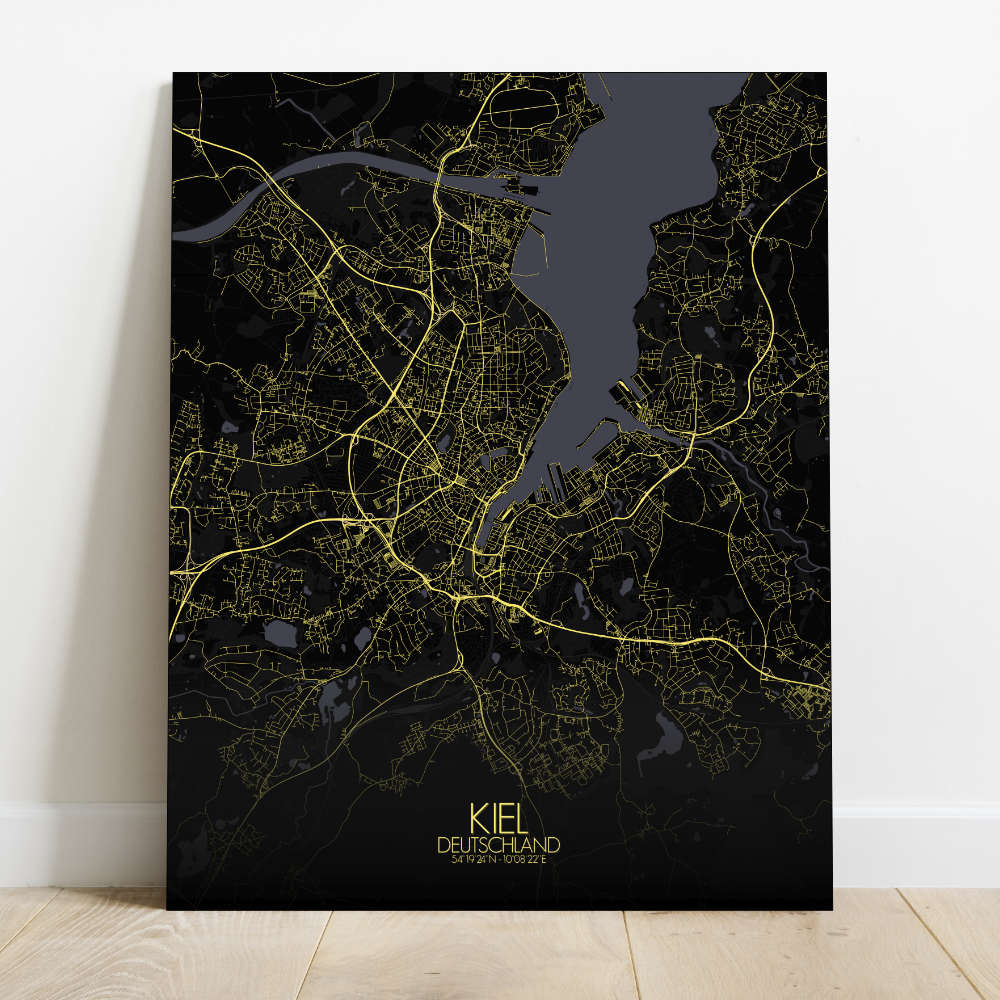 Mapospheres Kiel Night Design full page design canvas city map