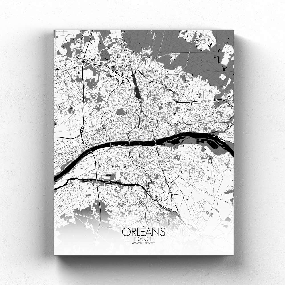 Mapospheres Orleans Black and White full page design canvas city map