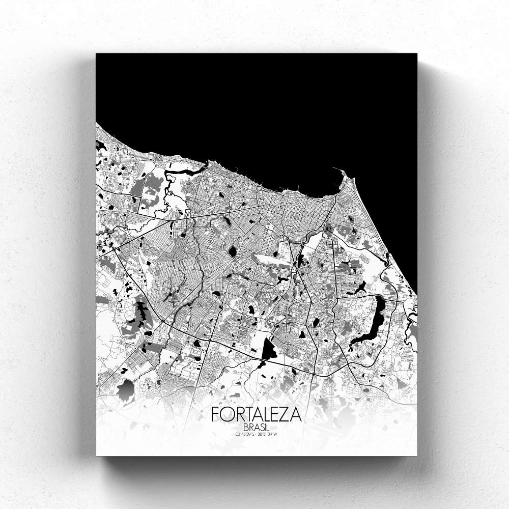 Mapospheres Fortaleza Black and White full page design canvas city map