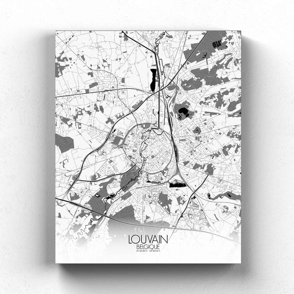 Mapospheres Leuven Black and White full page design canvas city map