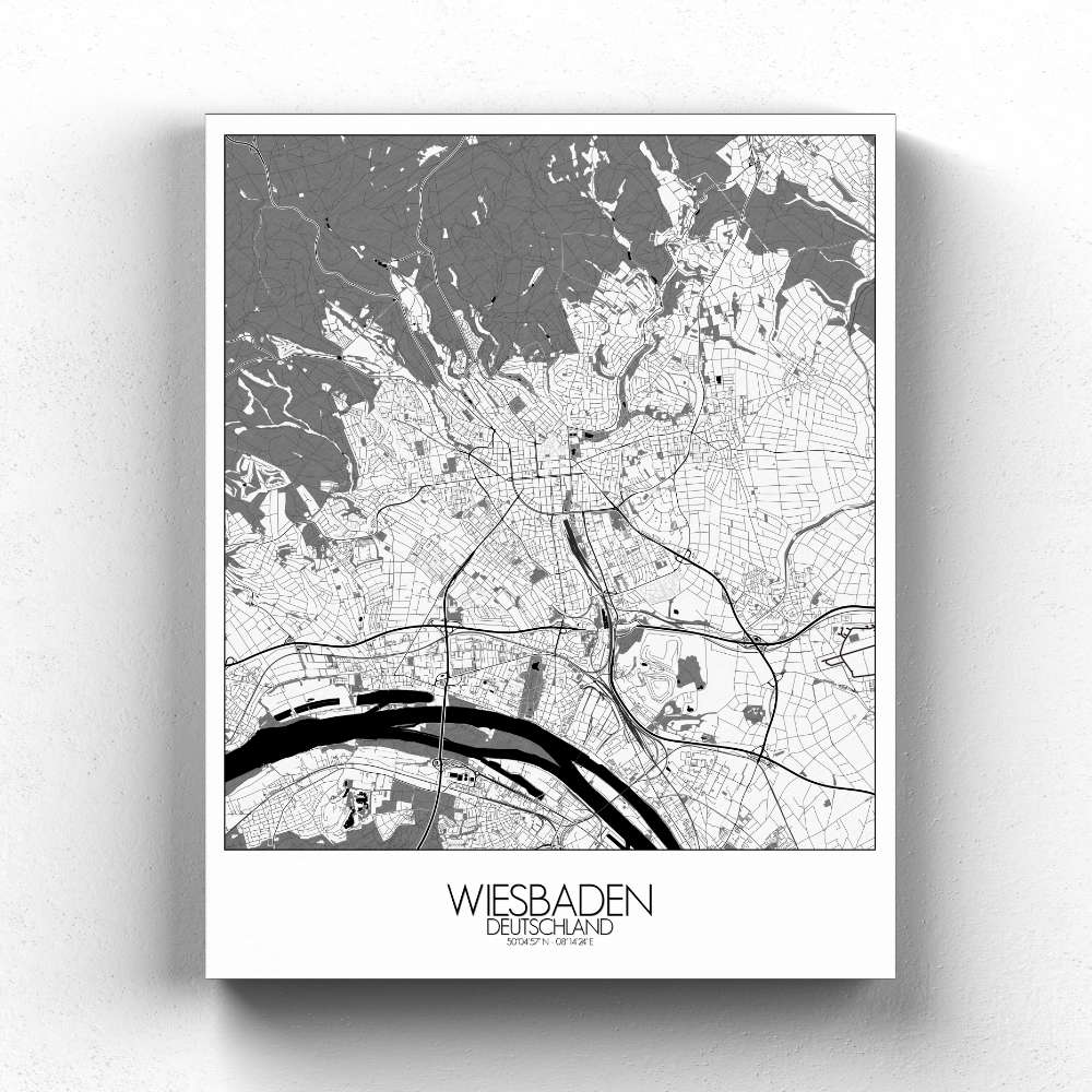 Mapospheres Wiesbaden Black and White full page design canvas city map