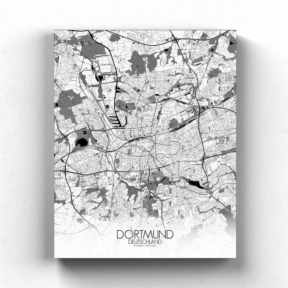 Mapospheres Dortmund Black and White full page design canvas city map