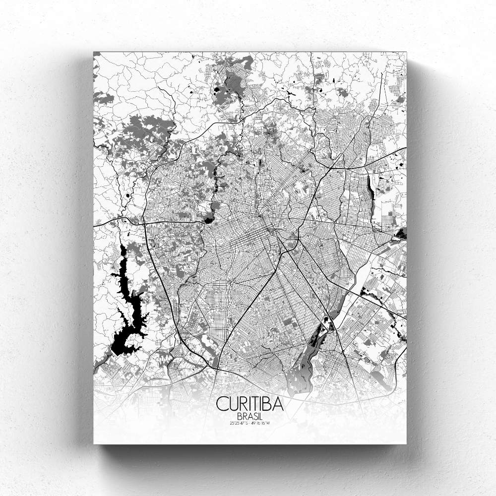 Mapospheres Curitiba Black and White full page design canvas city map