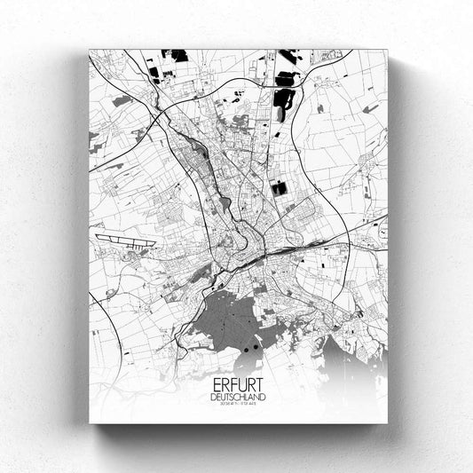 Mapospheres Erfurt Black and White full page design canvas city map
