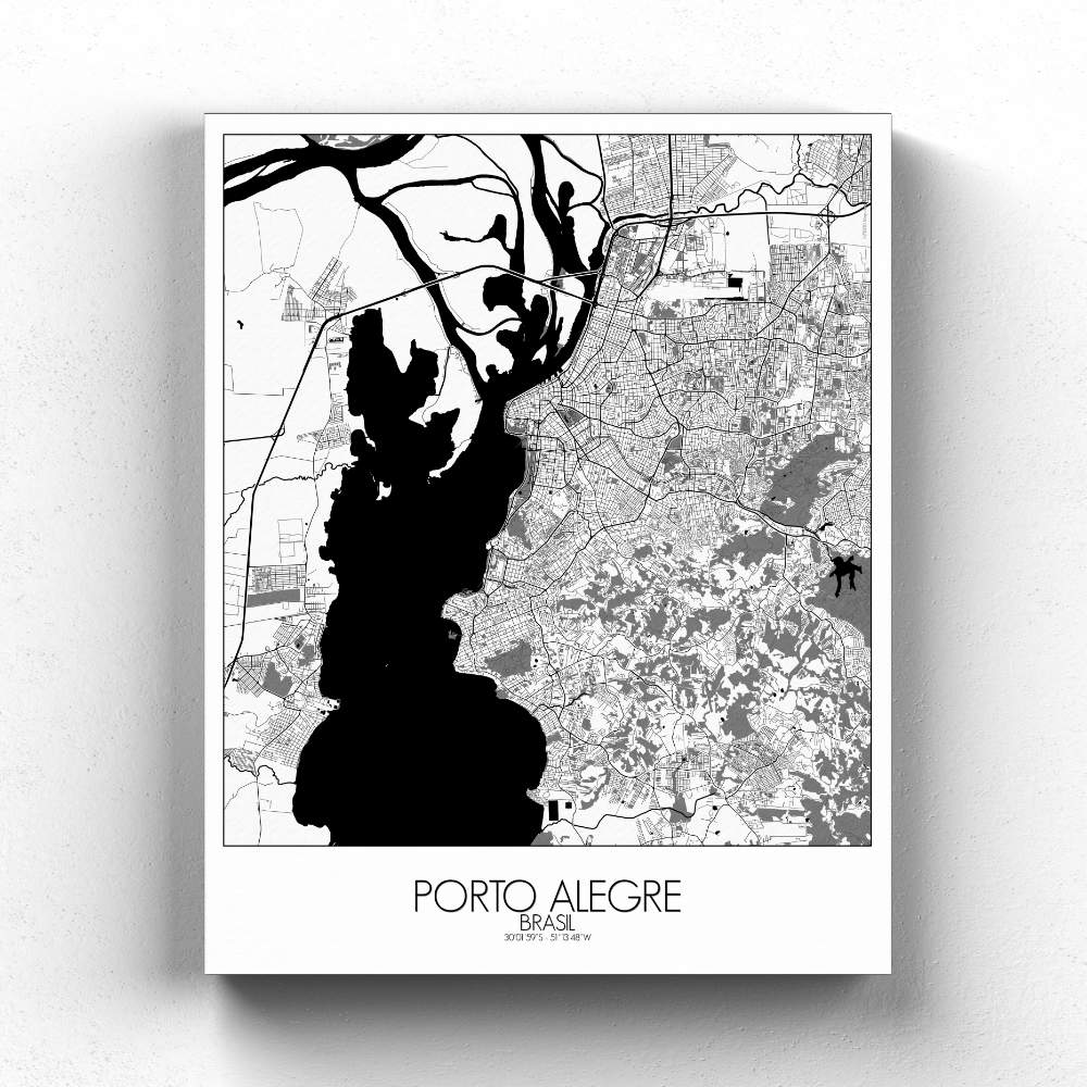 Mapospheres Porto Alegre Black and White full page design canvas city map