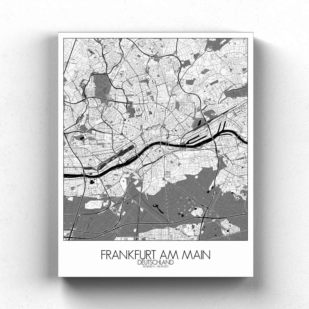 Mapospheres Frankfurt Black and White full page design canvas city map