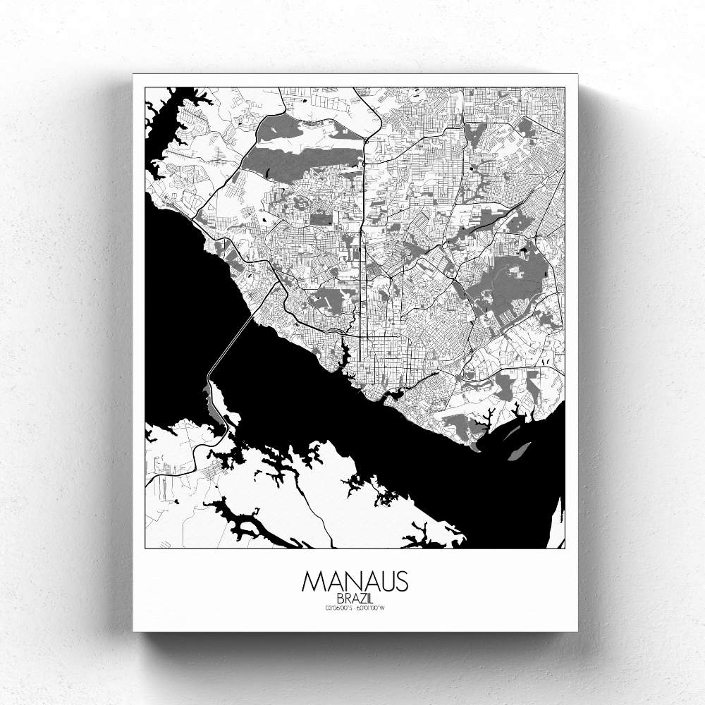 Mapospheres Manaus Black and White full page design canvas city map