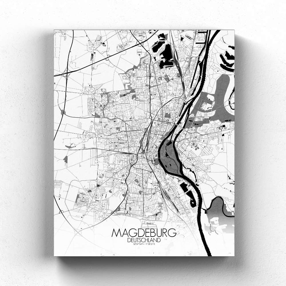 Mapospheres Magdeburg Black and White full page design canvas city map