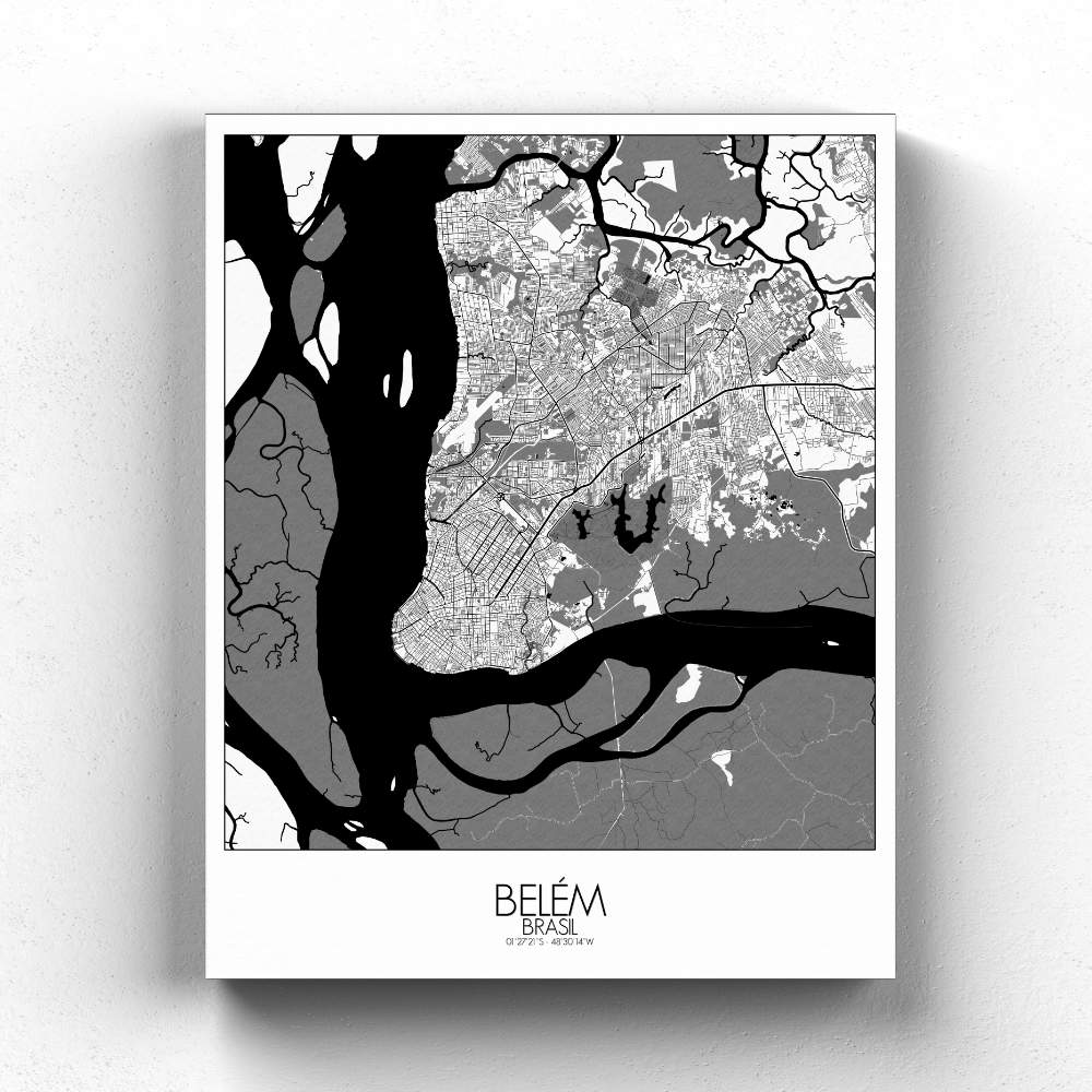 Mapospheres Belem Black and White full page design canvas city map