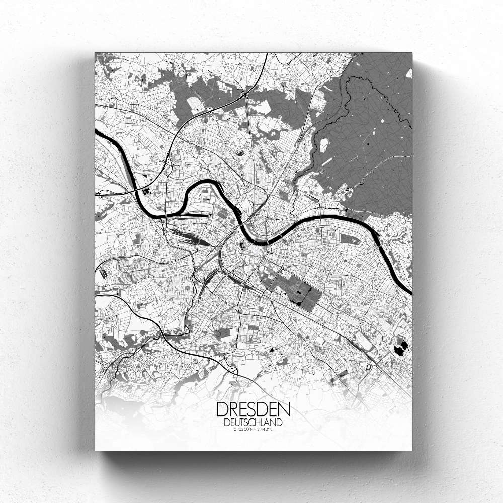 Mapospheres Dresden Black and White full page design canvas city map