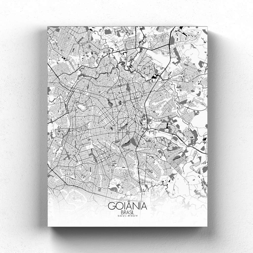 Mapospheres Goiania Black and White full page design canvas city map