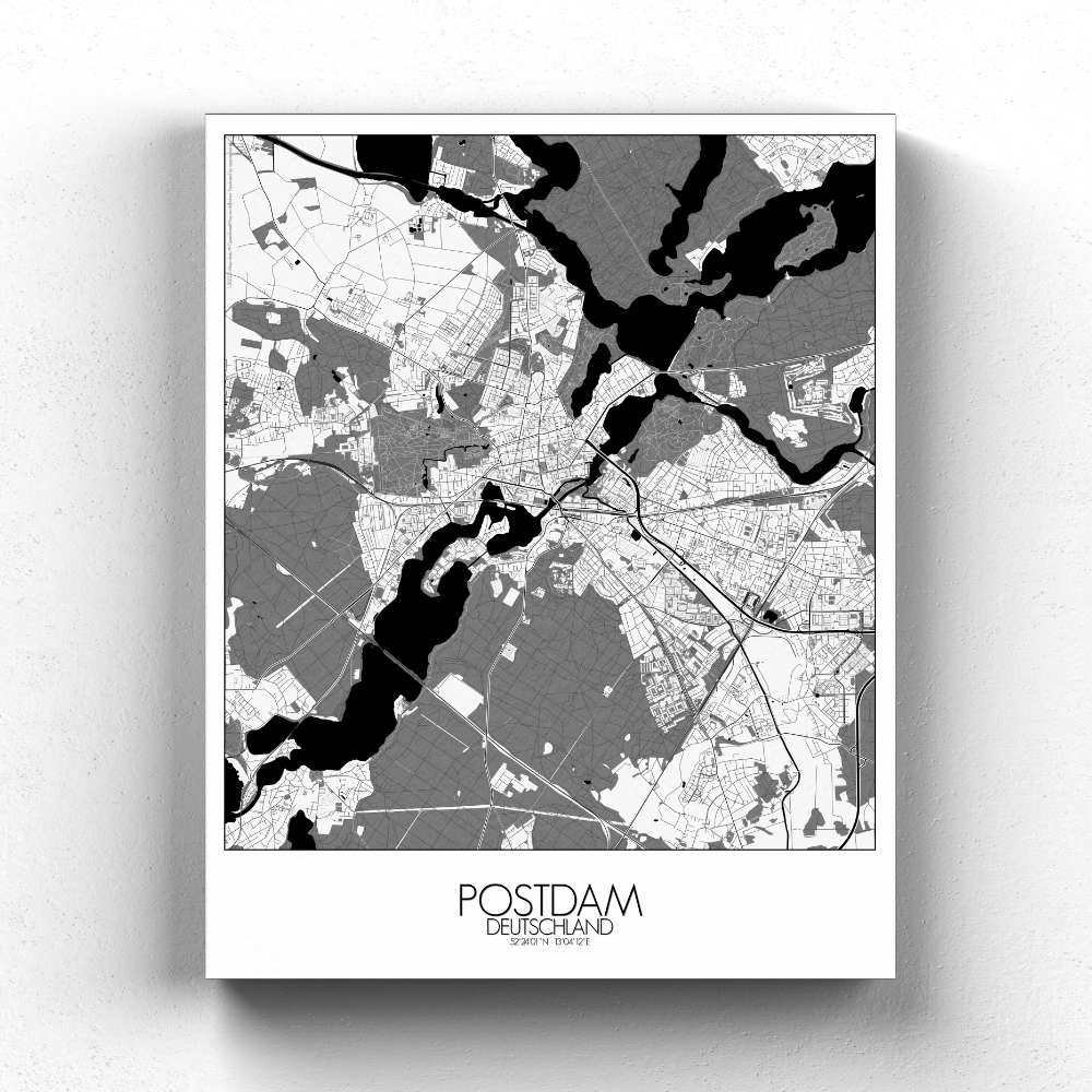 Mapospheres Postdam Black and White full page design canvas city map