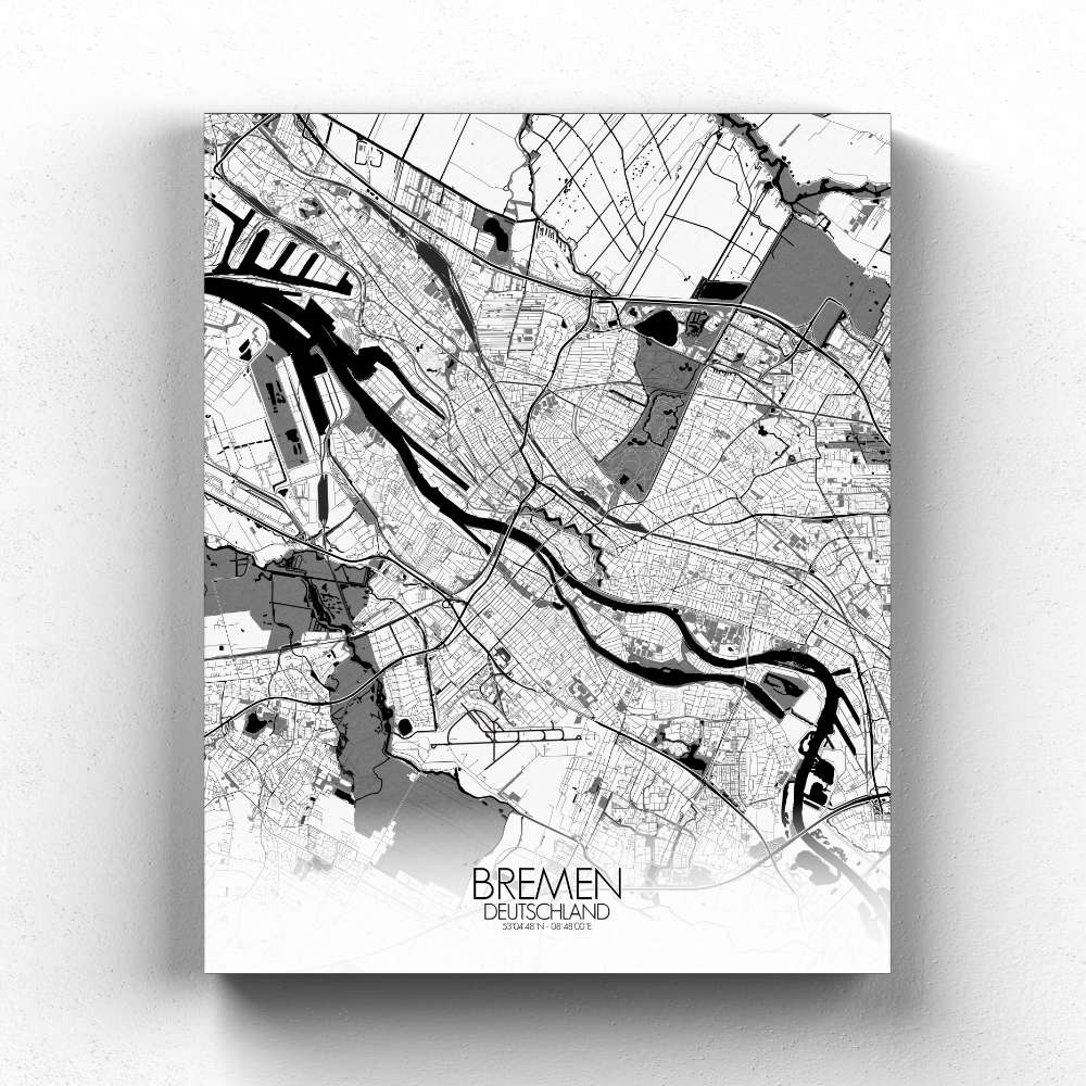 Mapospheres Bremen Black and White full page design canvas city map