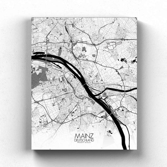 Mapospheres Mainz Black and White full page design canvas city map