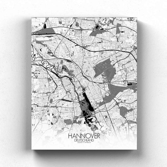 Mapospheres Hanover Black and White full page design canvas city map