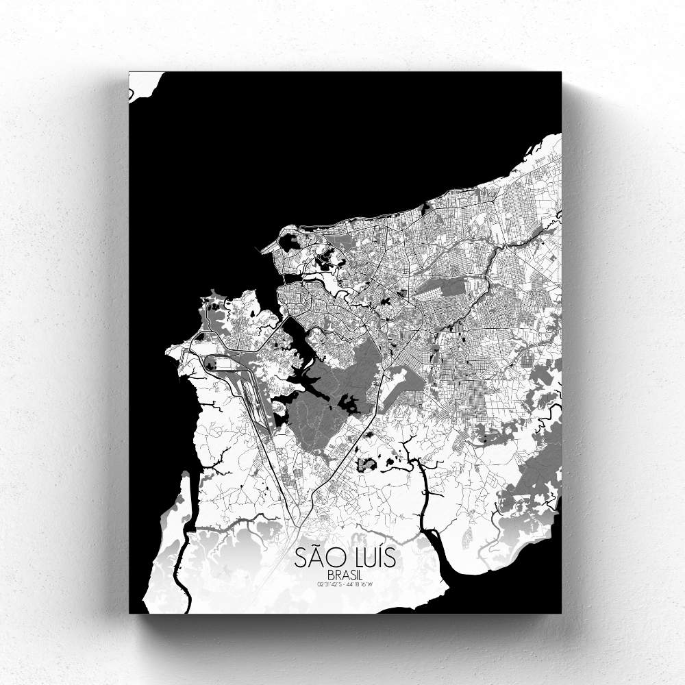 Mapospheres Sao Luis Black and White full page design canvas city map