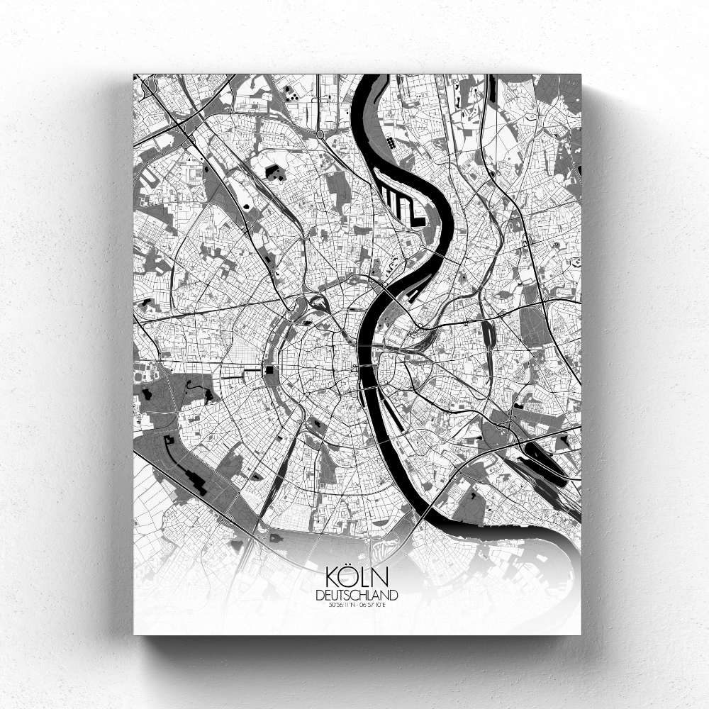 Mapospheres Cologne Black and White full page design canvas city map