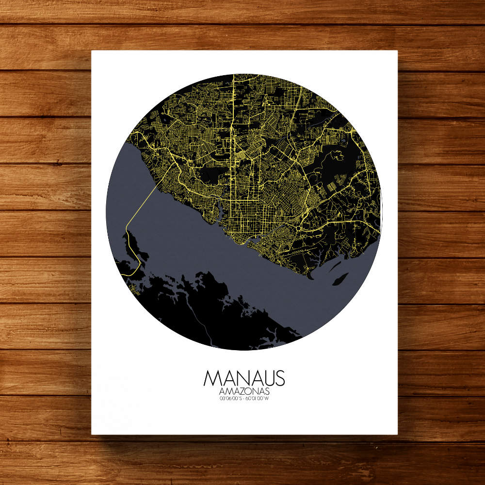 Mapospheres Manaus Night round shape design canvas city map
