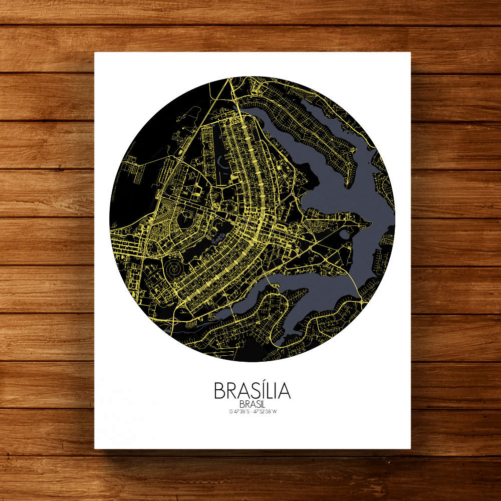 Mapospheres Brasilia Night round shape design canvas city map