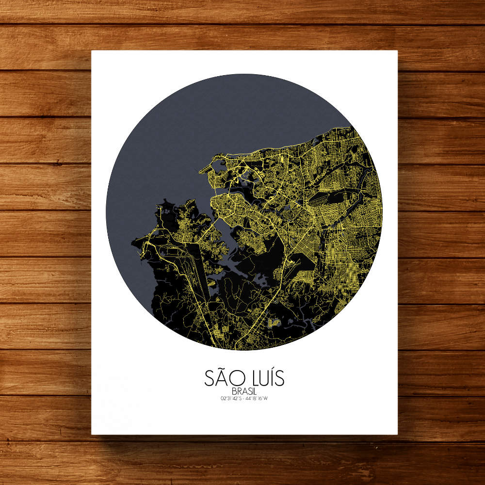 Mapospheres Sao Luis Night round shape design canvas city map