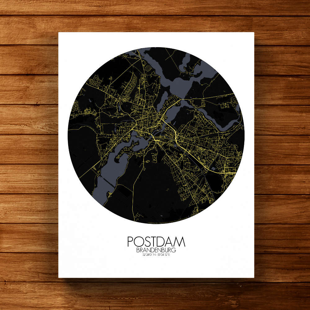 Mapospheres Postdam Night round shape design canvas city map