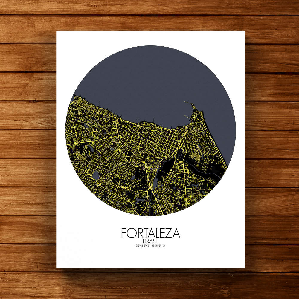 Mapospheres Fortaleza Night round shape design canvas city map