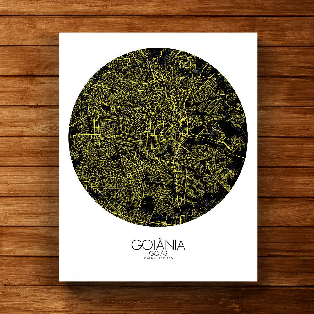 Mapospheres Goiania Night round shape design canvas city map