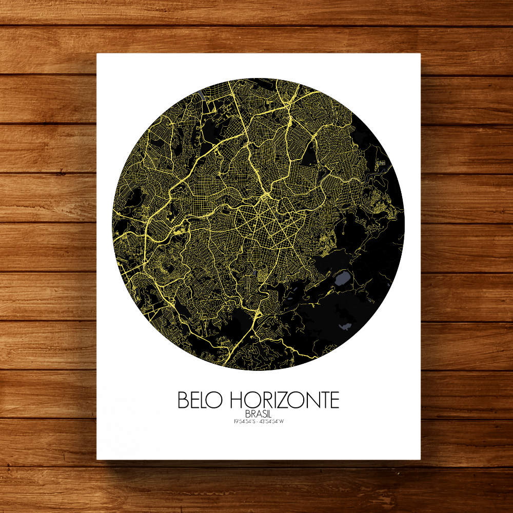 Mapospheres Belo Horizonte Night round shape design canvas city map