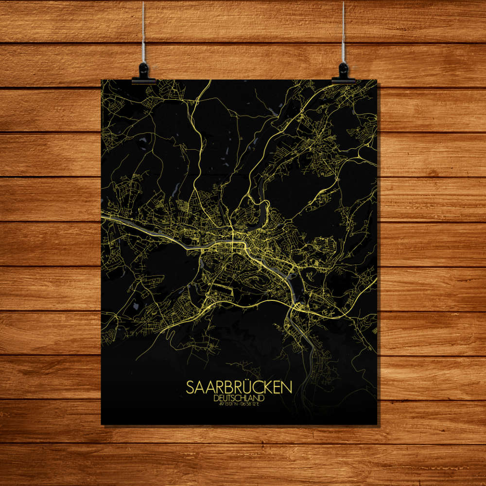 Mapospheres Saarbrucken Night Design full page design poster city map