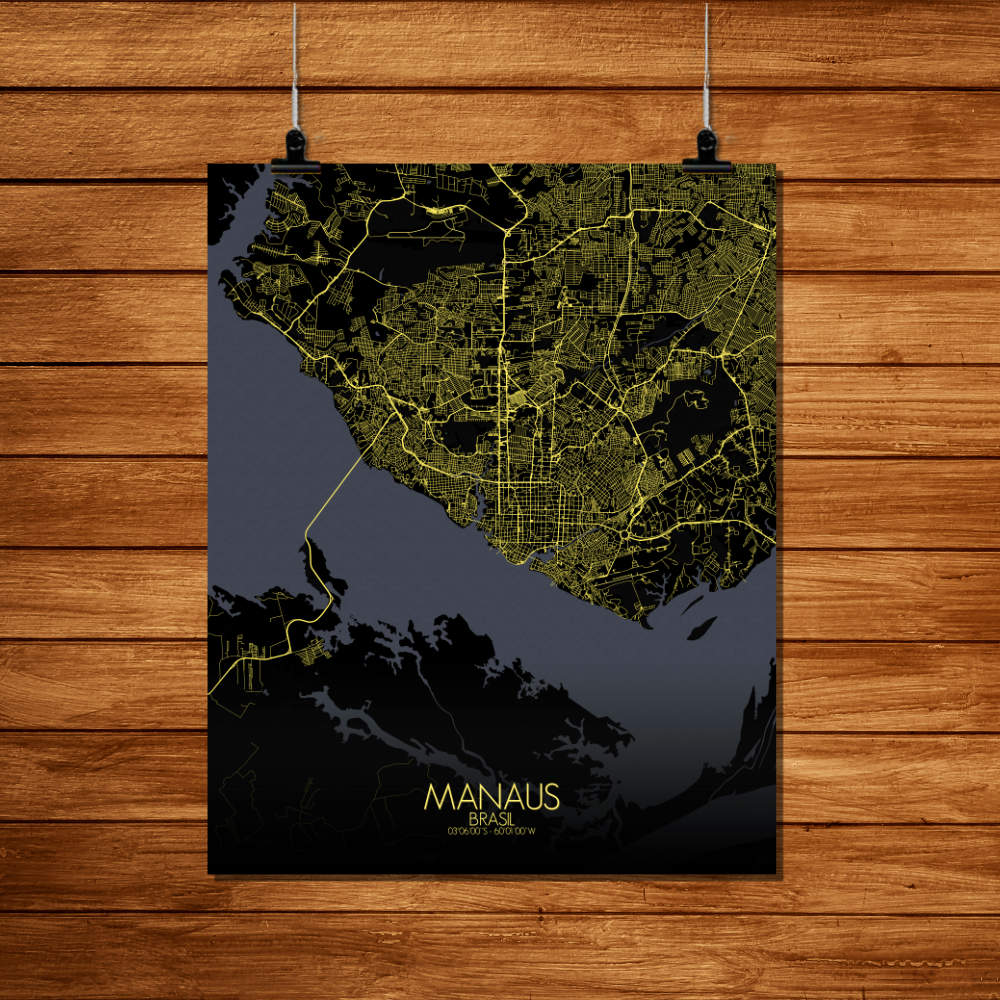 Mapospheres Manaus Night Design full page design poster city map