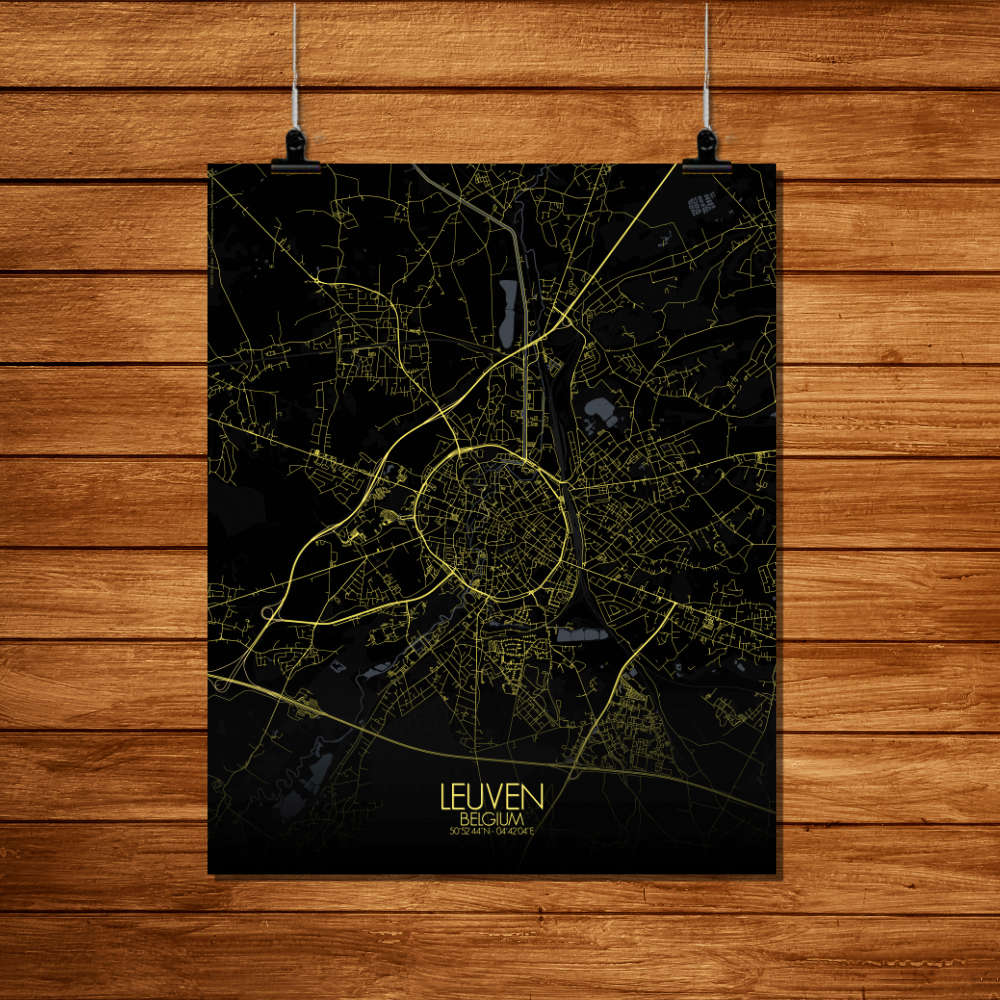 Mapospheres Leuven Night Design full page design poster city map