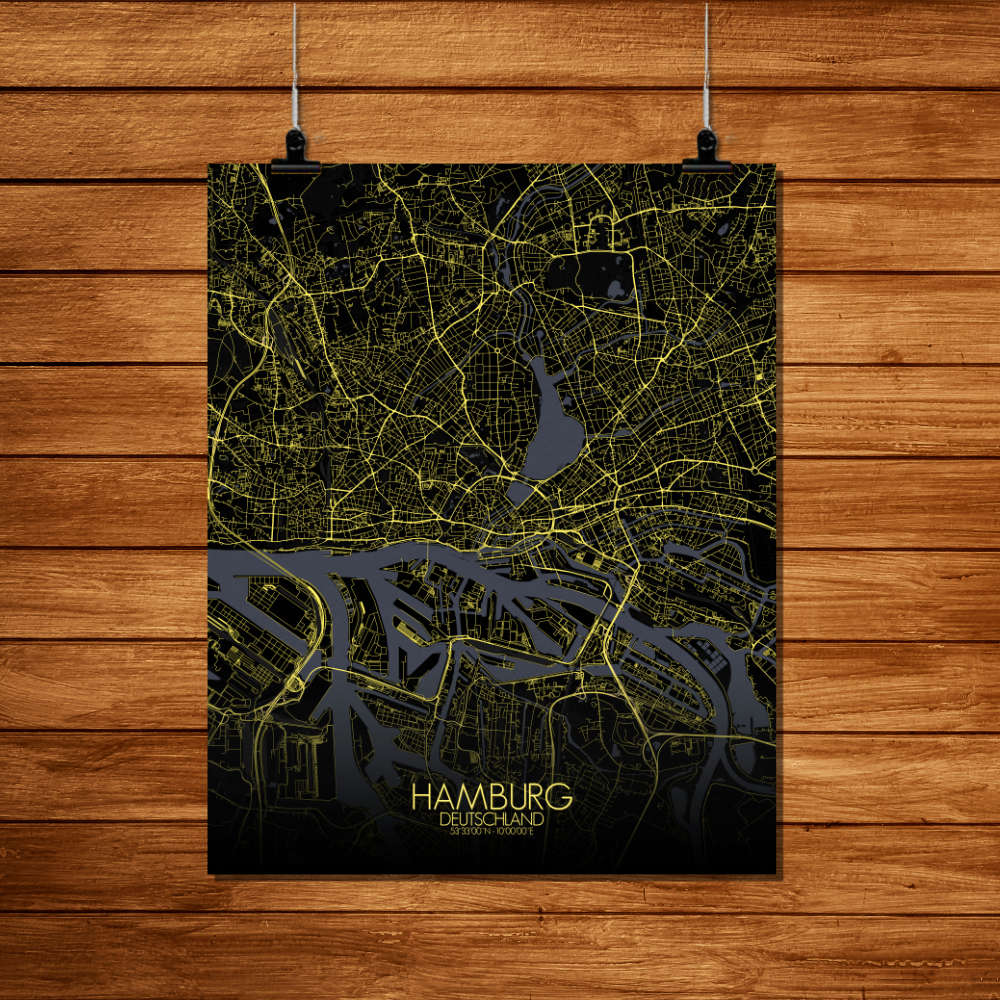 Mapospheres Hamburg Night Design full page design poster city map