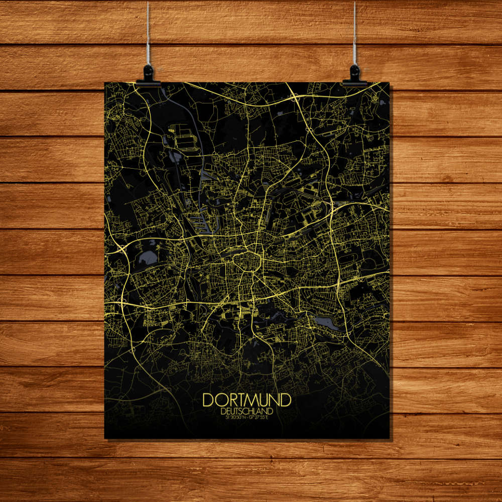Mapospheres Dortmund Night Design full page design poster city map