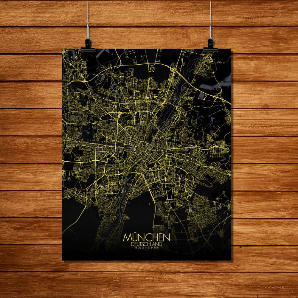 Mapospheres Munich Night Design full page design poster city map