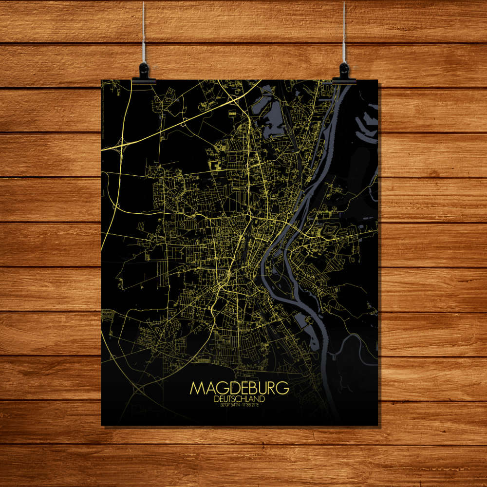 Mapospheres Magdeburg Night Design full page design poster city map