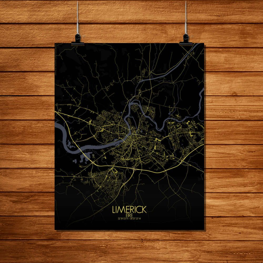 Mapospheres Limerick Night Design full page design poster city map