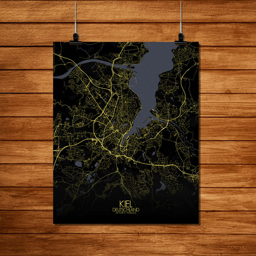 Mapospheres Kiel Night Design full page design poster city map