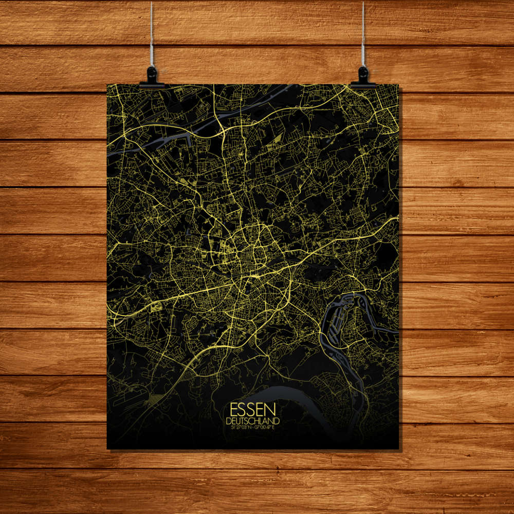 Mapospheres Essen Night Design full page design poster city map