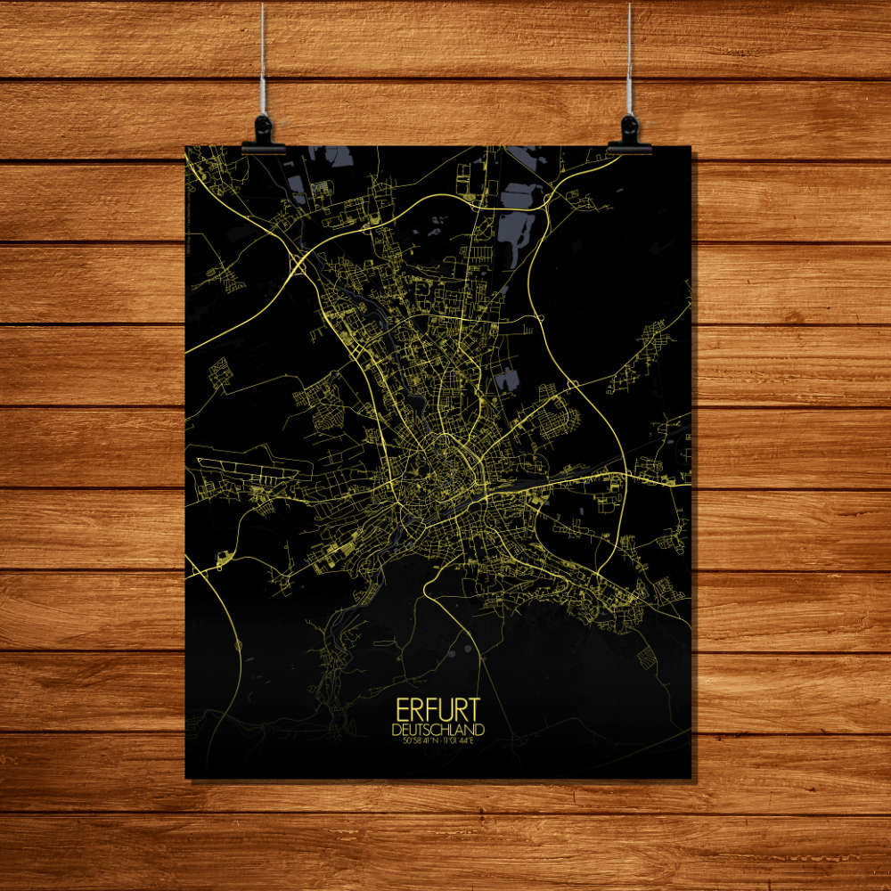 Mapospheres Erfurt Night Design full page design poster city map