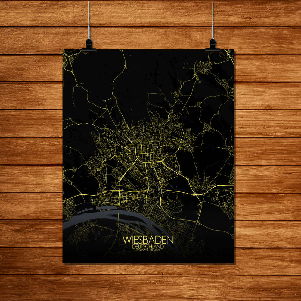Mapospheres Wiesbaden Night Design full page design poster city map