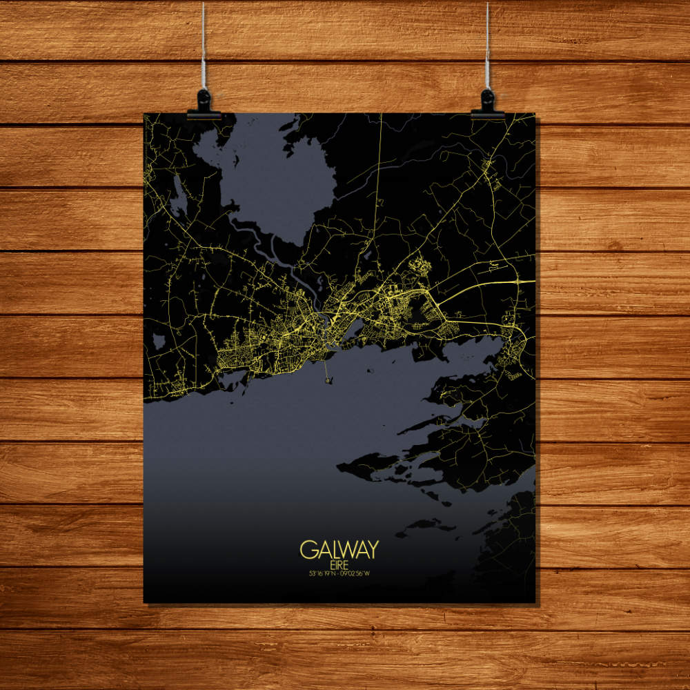 Mapospheres Galway Night Design full page design poster city map