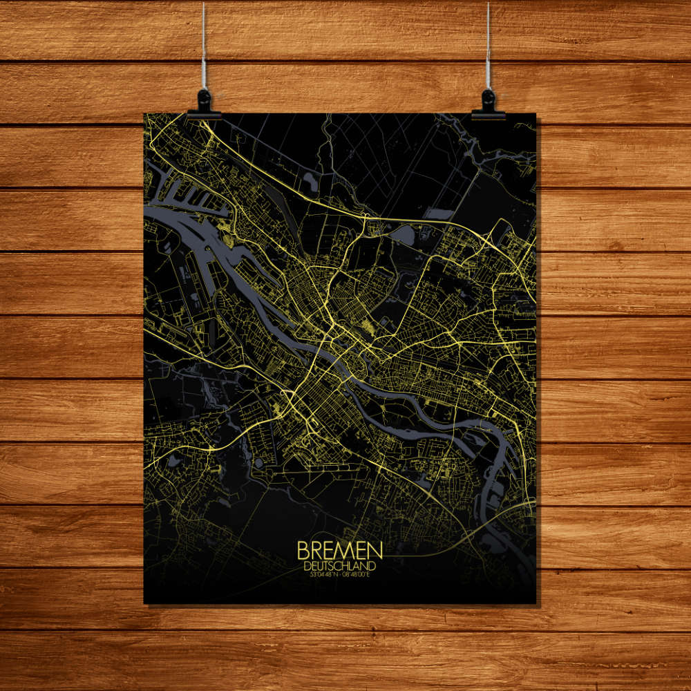 Mapospheres Bremen Night Design full page design poster city map