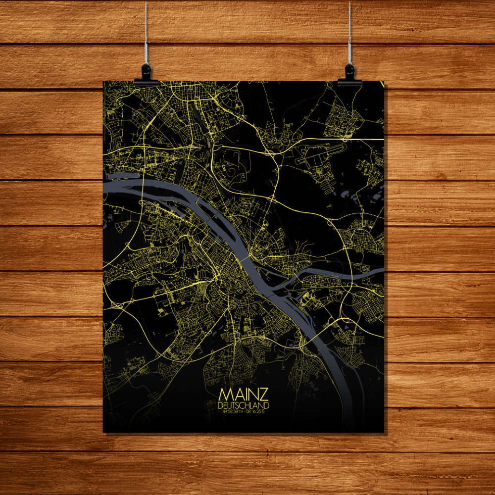 Mapospheres Mainz Night Design full page design poster city map