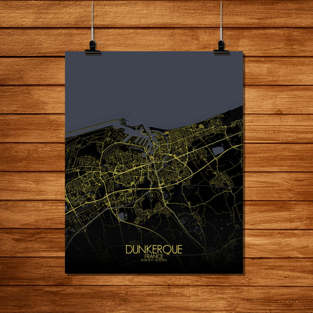 Mapospheres Dunkirk Night Design full page design poster city map