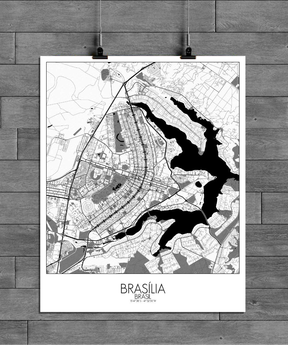 Mapospheres Brasilia Black and White full page design poster city map