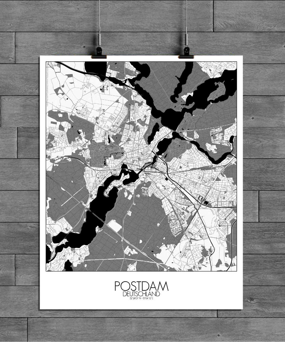 Mapospheres Postdam Black and White full page design poster city map