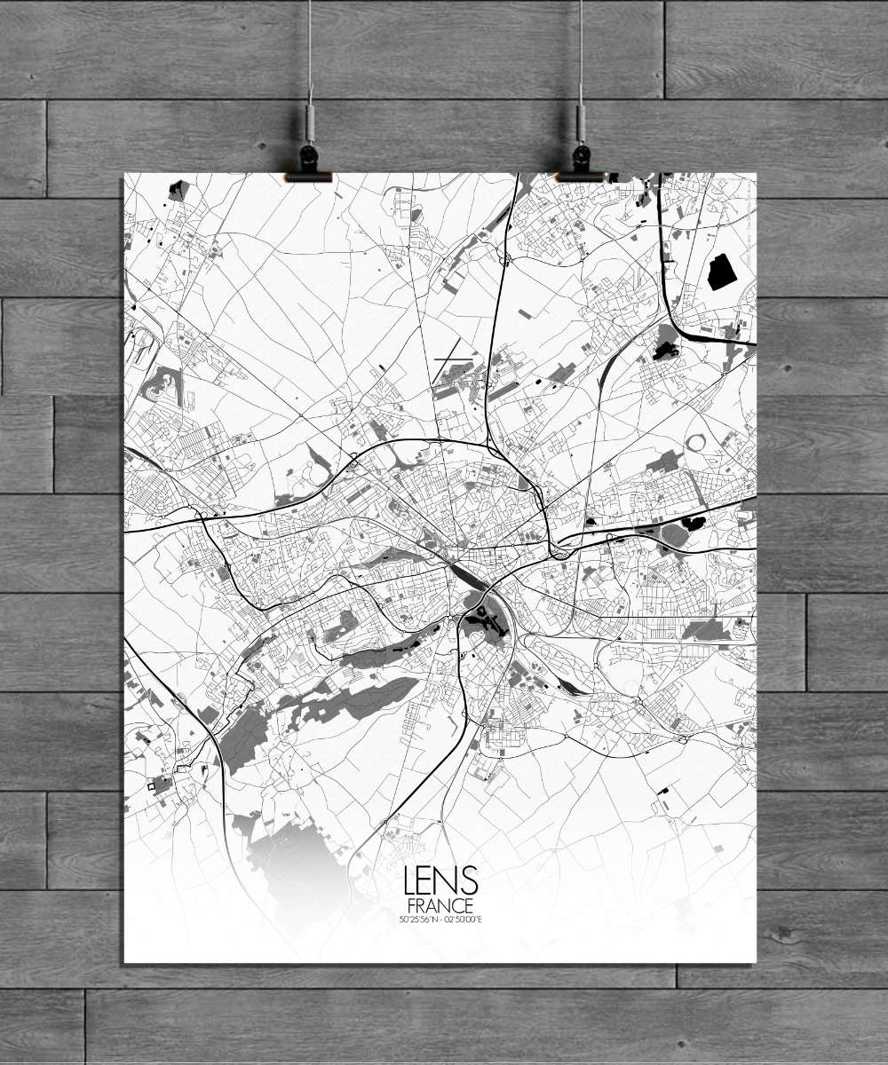 Mapospheres Lens Black and White full page design poster city map