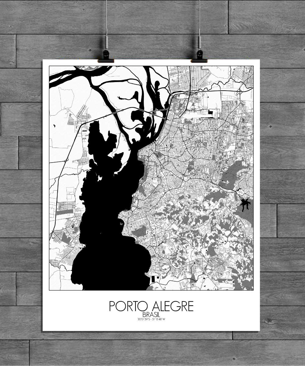 Mapospheres Porto Alegre Black and White full page design poster city map
