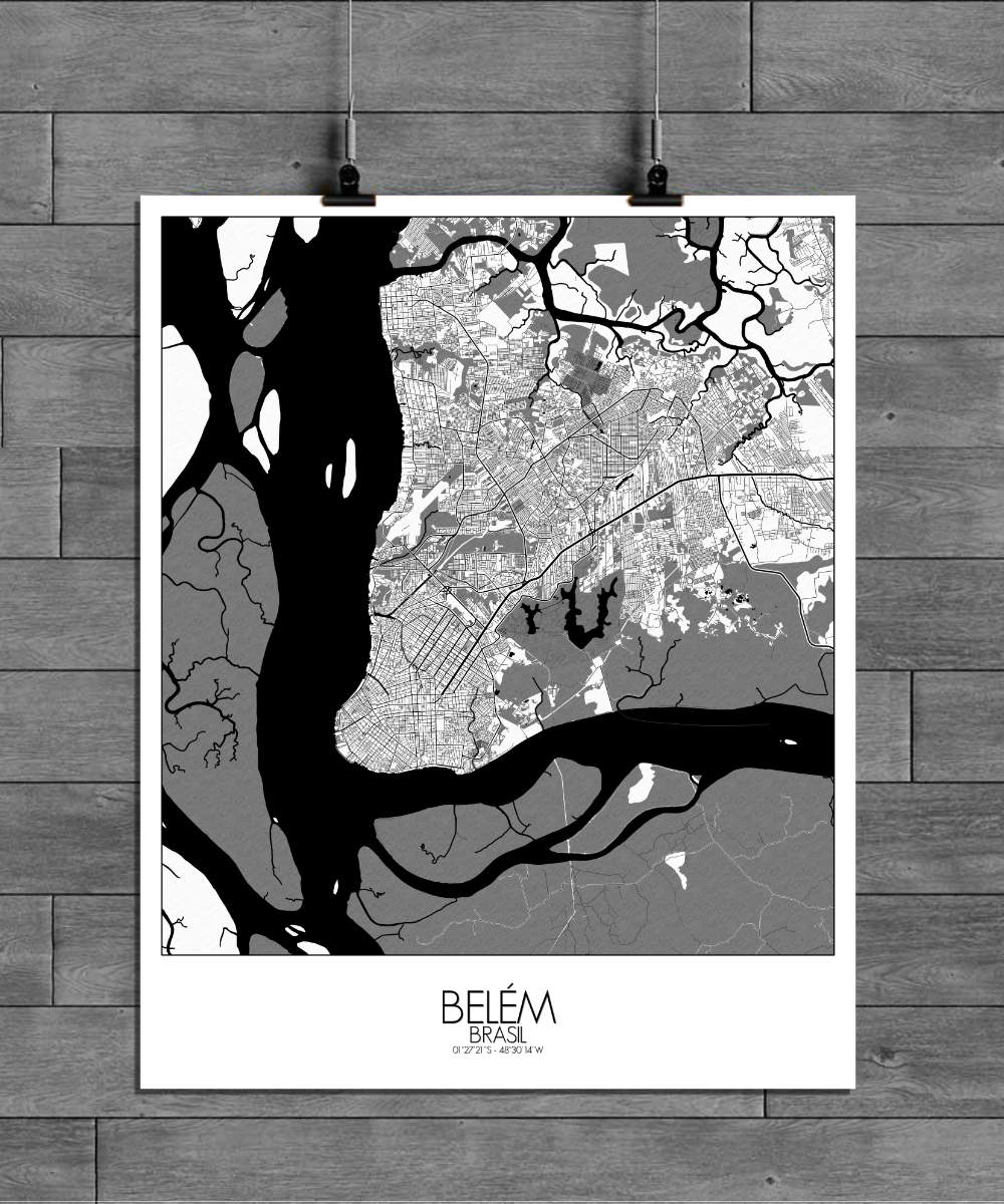 Mapospheres Belem Black and White full page design poster city map